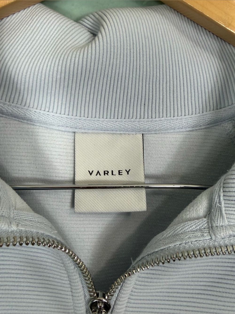 Varley Milano Half Quarter Zip Sweater Pullover Ribbed Light Blue Women Large - Picture 2 of 6